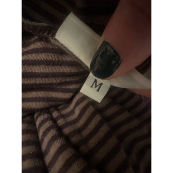 M Bryn Walker Cotton Striped Purple Dress Tunic Top 3/4 Slv Cinch Drawstring Hem - Picture 8 of 9